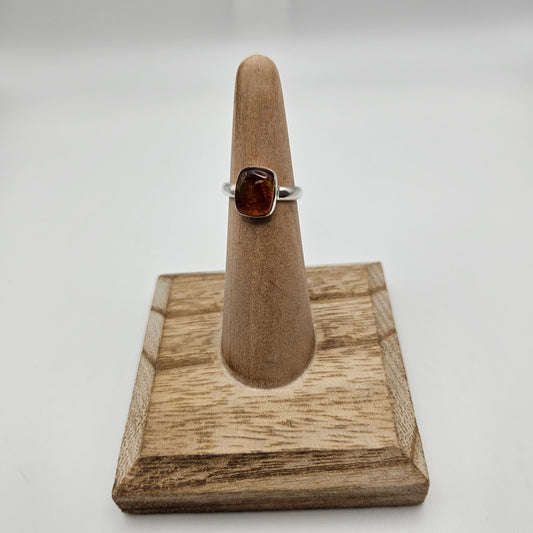 Sterling Silver Baltic Amber Ring Size 5.
