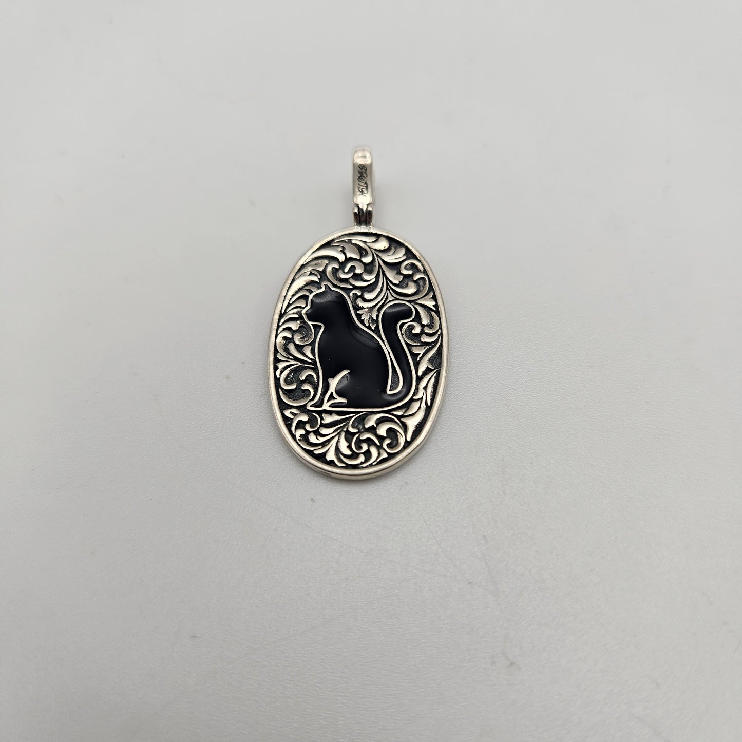 Sterling Silver Black Cat Pendant.