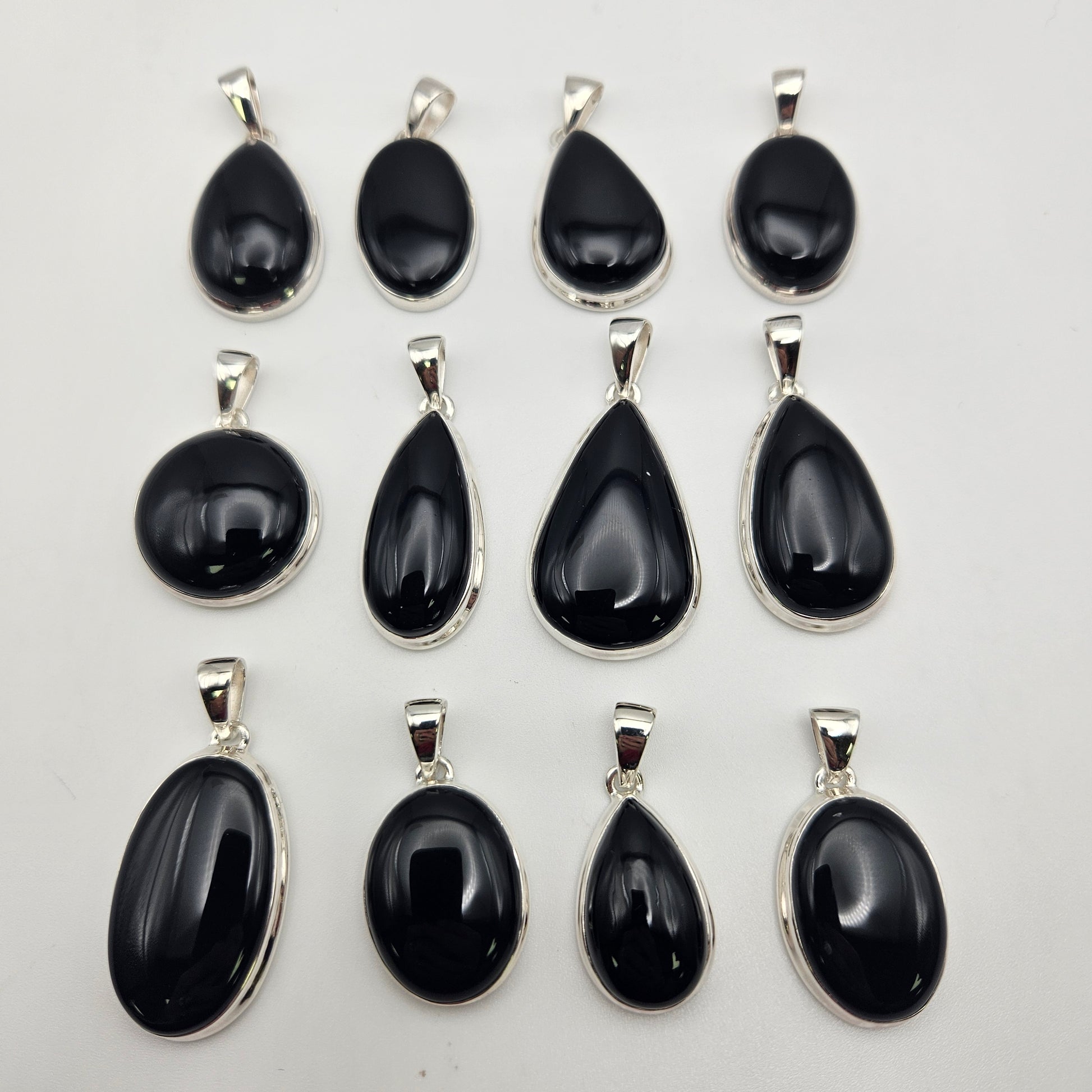 Sterling Silver Black Onyx Bezel Pendant.