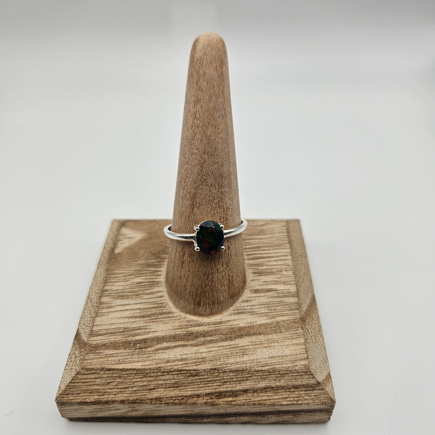 Sterling Silver Black Opal Ring Size 11