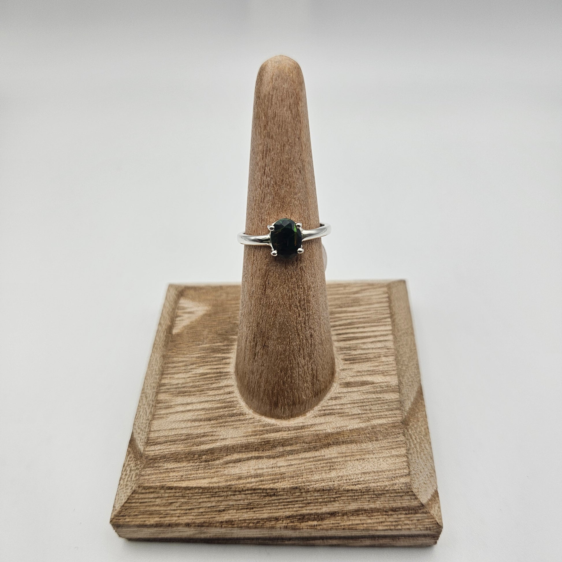 Sterling Silver Black Opal Ring Size 7.