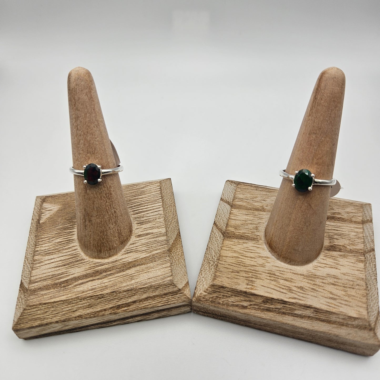 Sterling Silver Black Opal Ring Size 8.