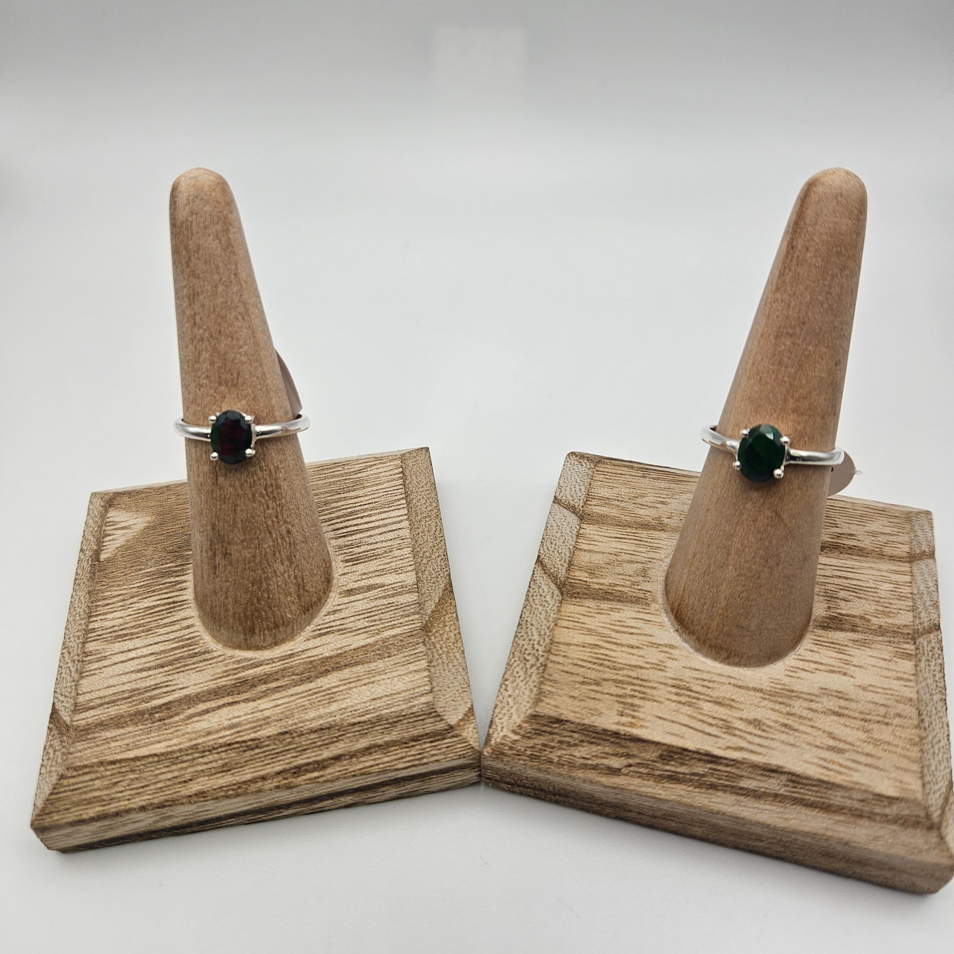 Sterling Silver Black Opal Ring Size 8.