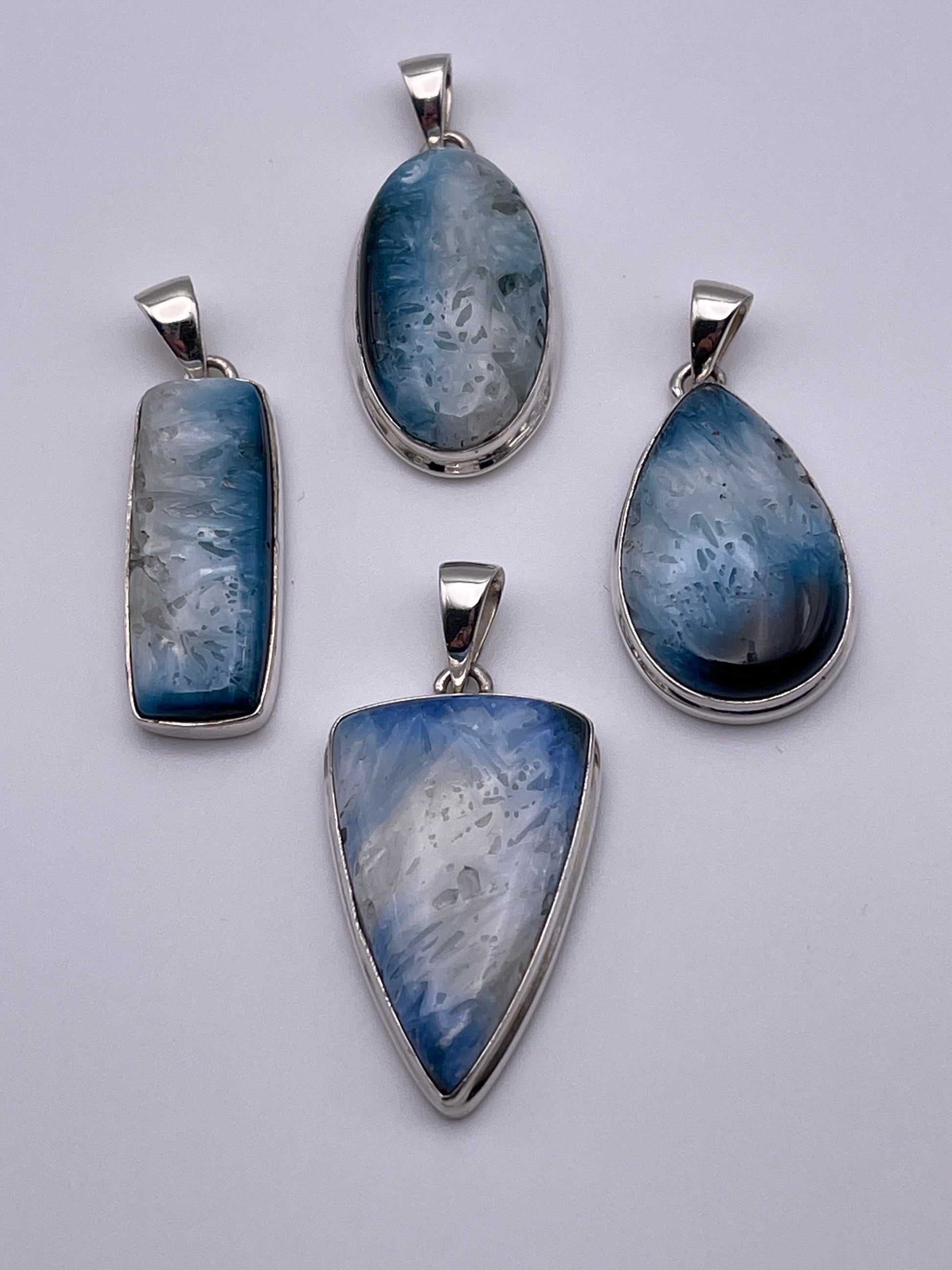 Sterling Silver Blue Ice Glacierite Pendant.
