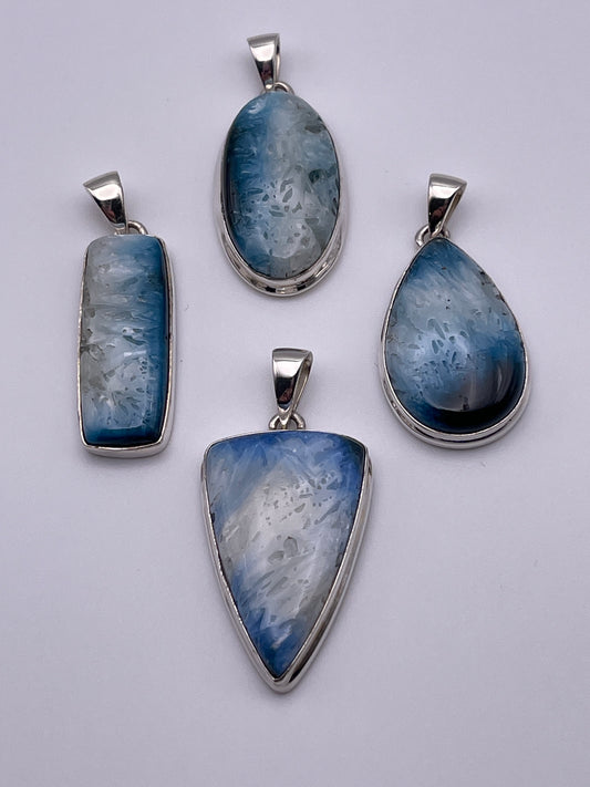 Sterling Silver Blue Ice Glacierite Pendant.