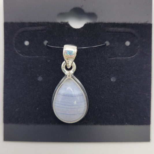 Sterling Silver Blue Lace Agate Pendant.