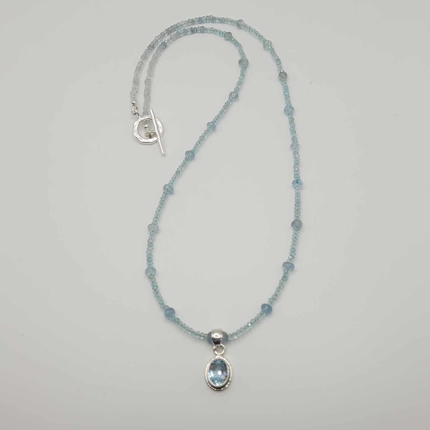 Sterling Silver Blue Topaz and Aquamarine Necklace.