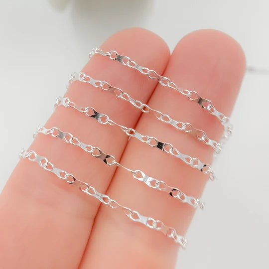 Sterling Silver Bold Infinity Link Chain 2x5mm Sold Per Foot.