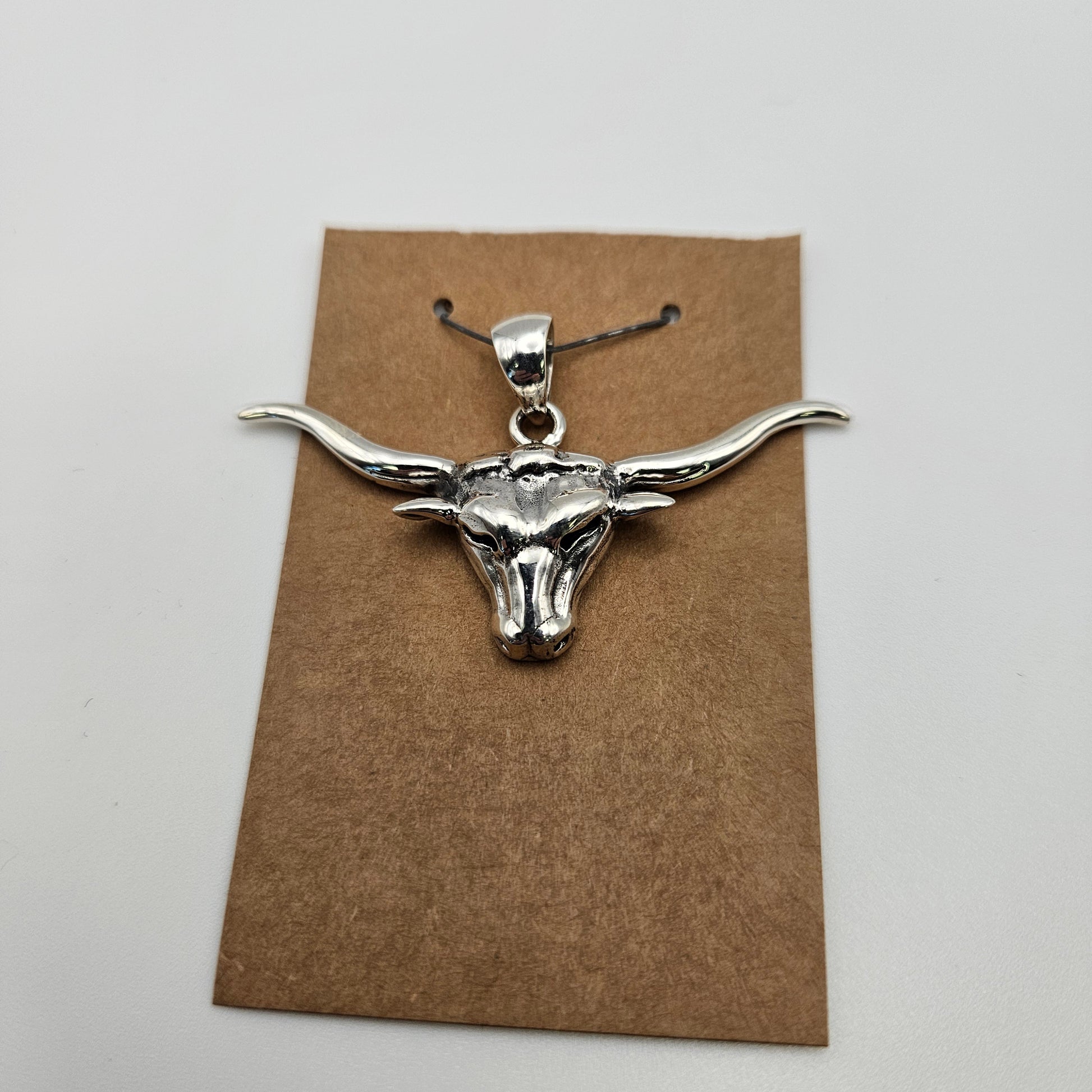 Sterling Silver Bull Pendant.