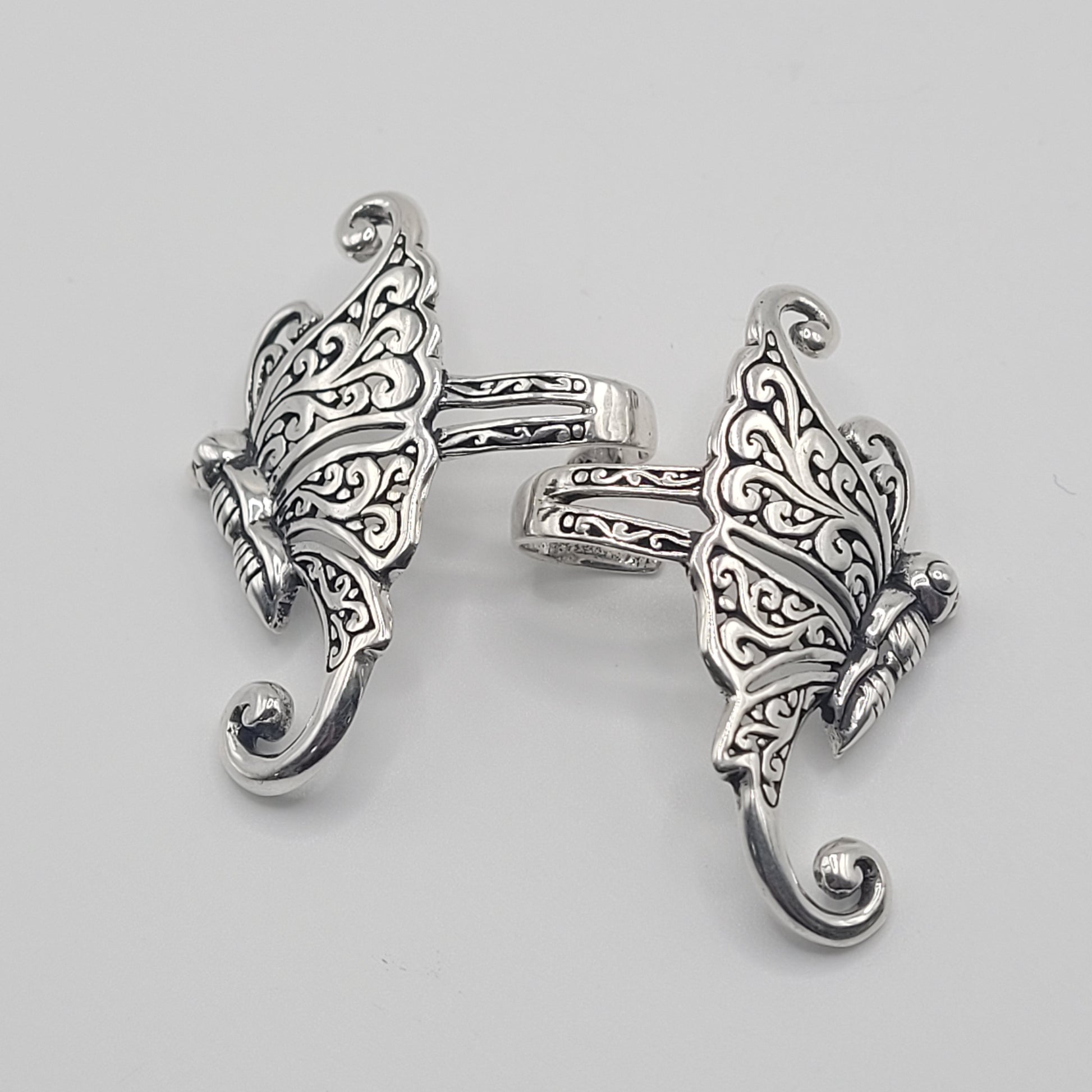 Sterling Silver Butterfly Ear Cuffs.