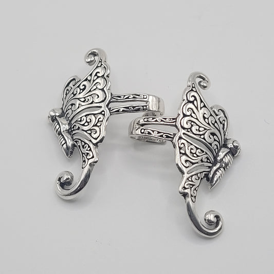 Sterling Silver Butterfly Ear Cuffs.
