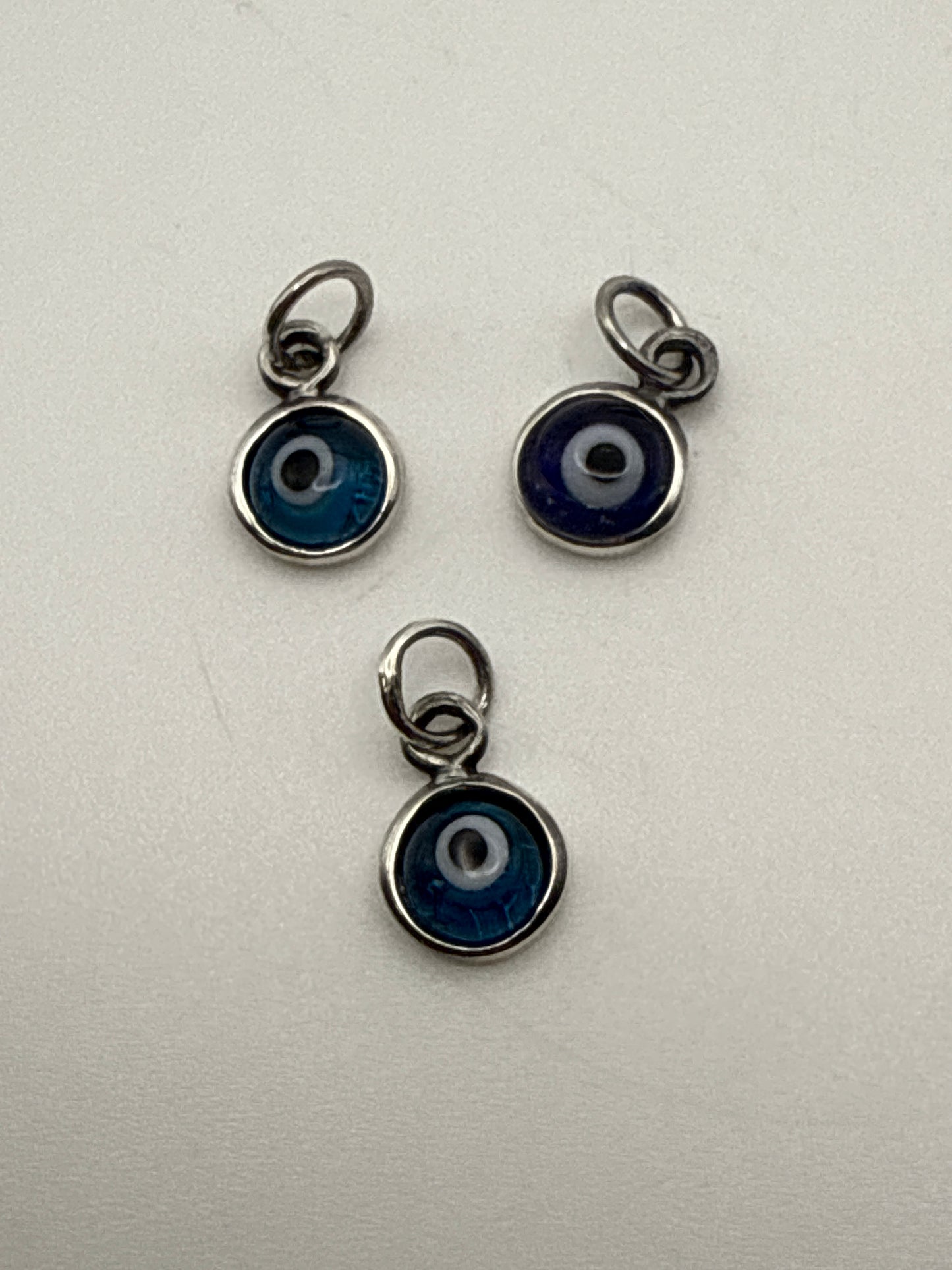 Sterling Silver Charm Evil Eye Charm Blue Glass.