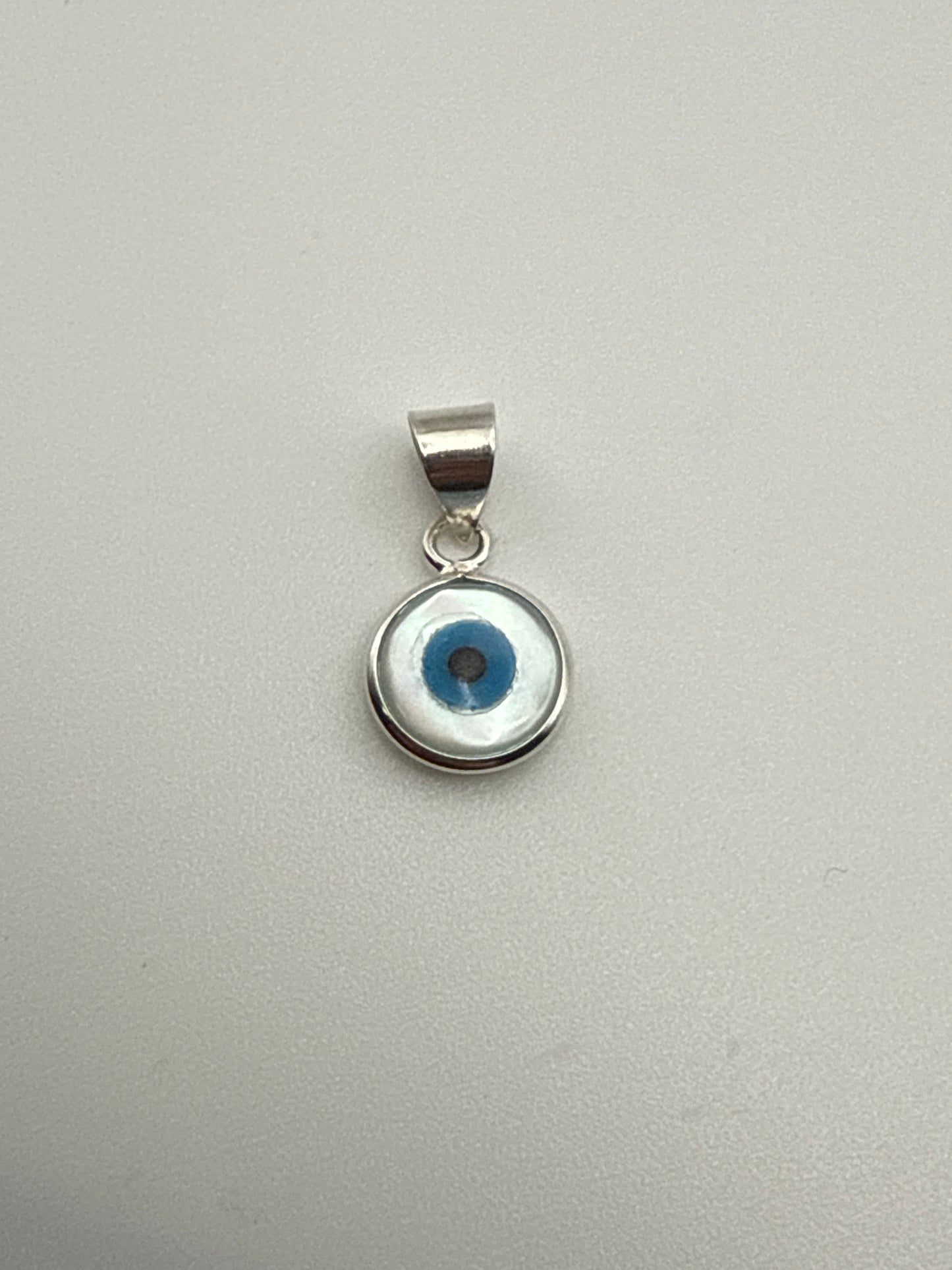 Sterling Silver Charm Evil Eye Charm Pave Mother of Pearl.