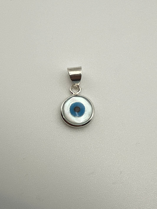 Sterling Silver Charm Evil Eye Charm Pave Mother of Pearl.