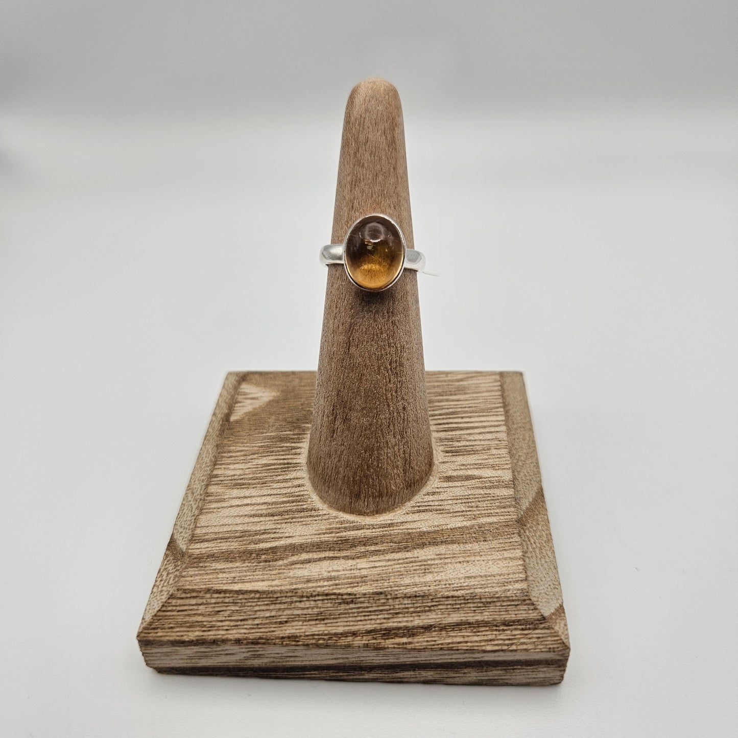 Sterling Silver Citrine Bezel Ring Size 5.