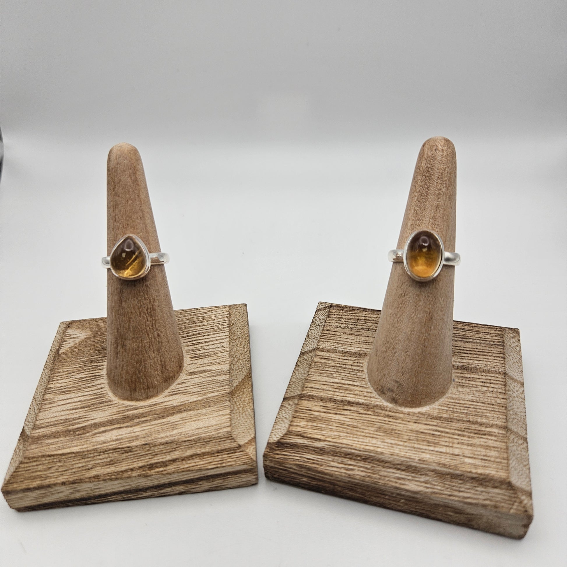 Sterling Silver Citrine Bezel Ring Size 6.