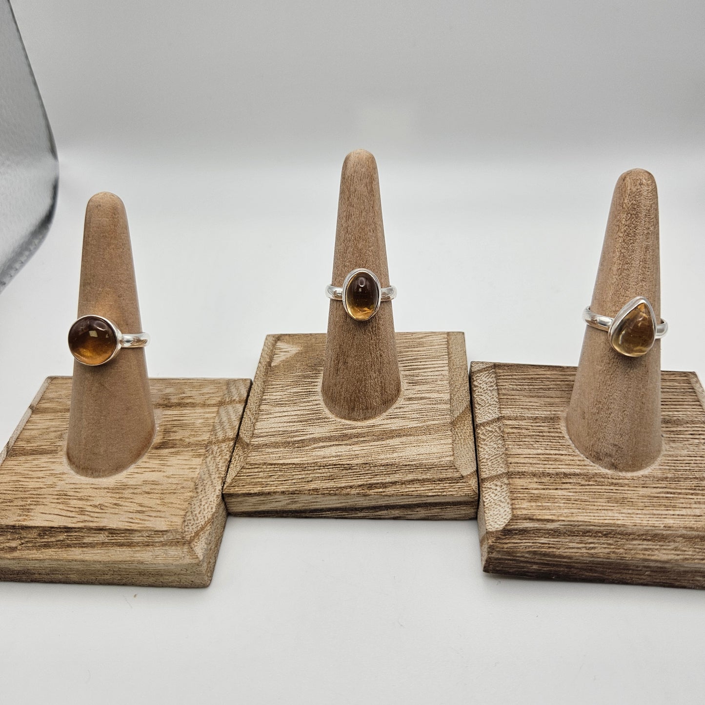 Sterling Silver Citrine Bezel Ring Size 7.