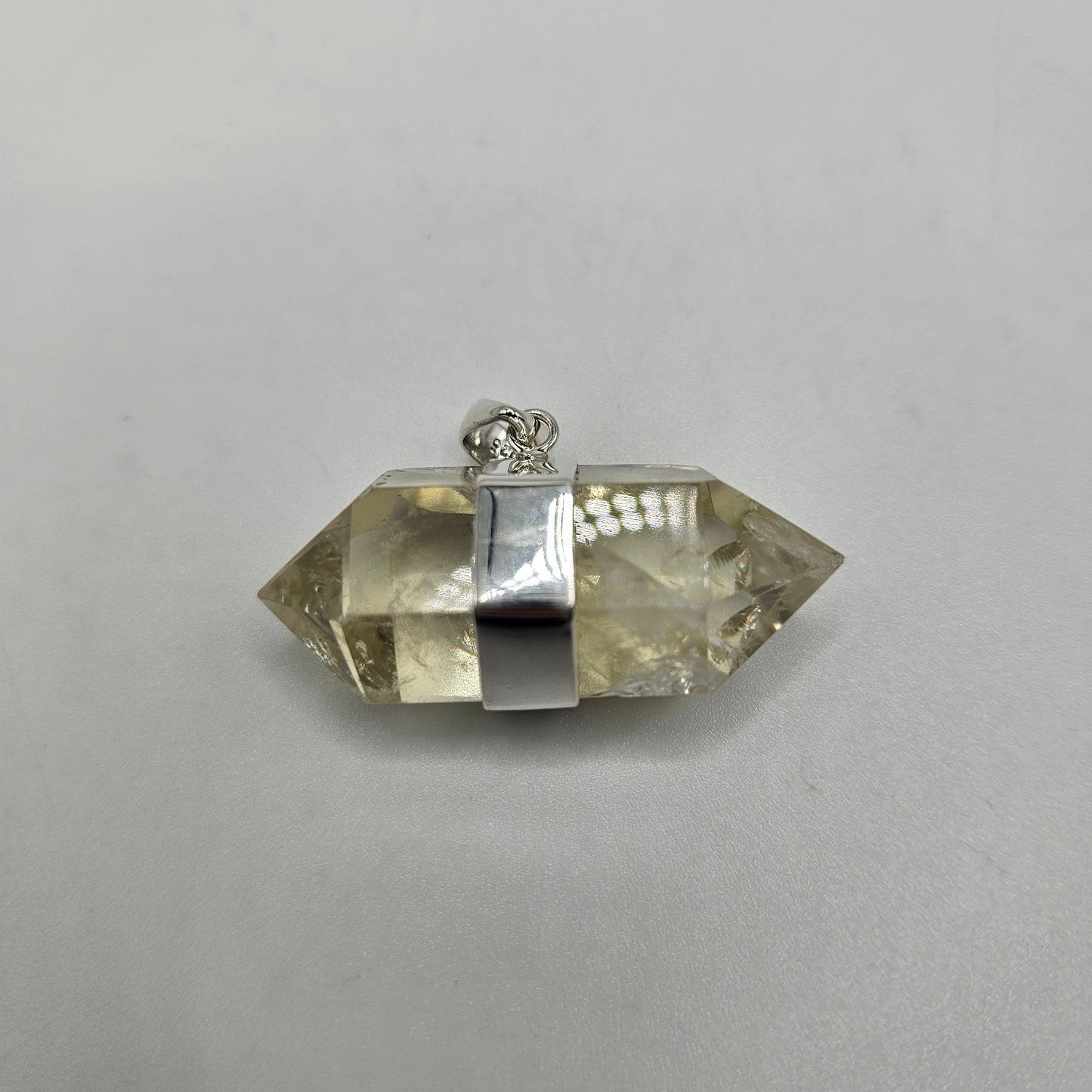 Sterling Silver Citrine Double Point Pendant.