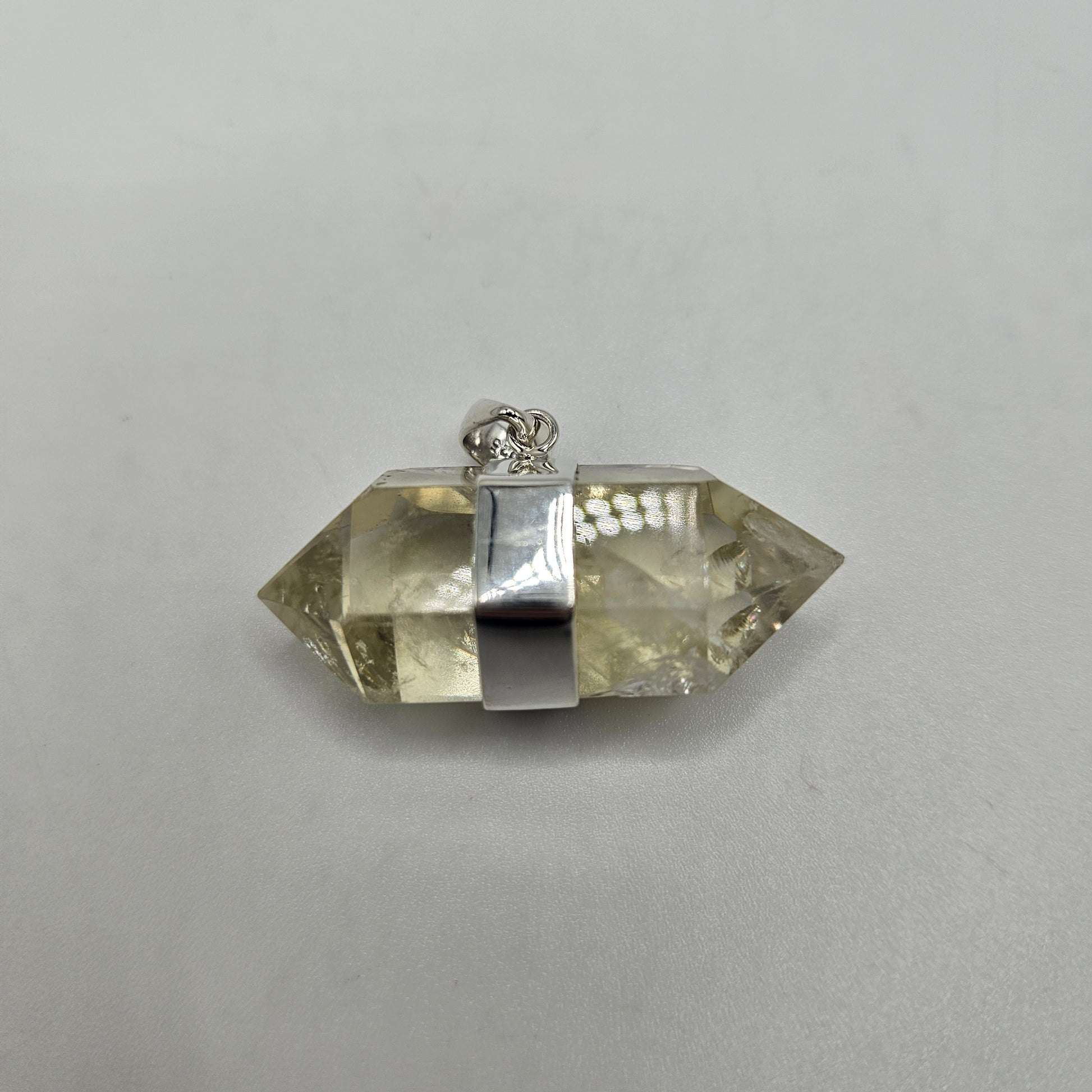 Sterling Silver Citrine Double Point Pendant.