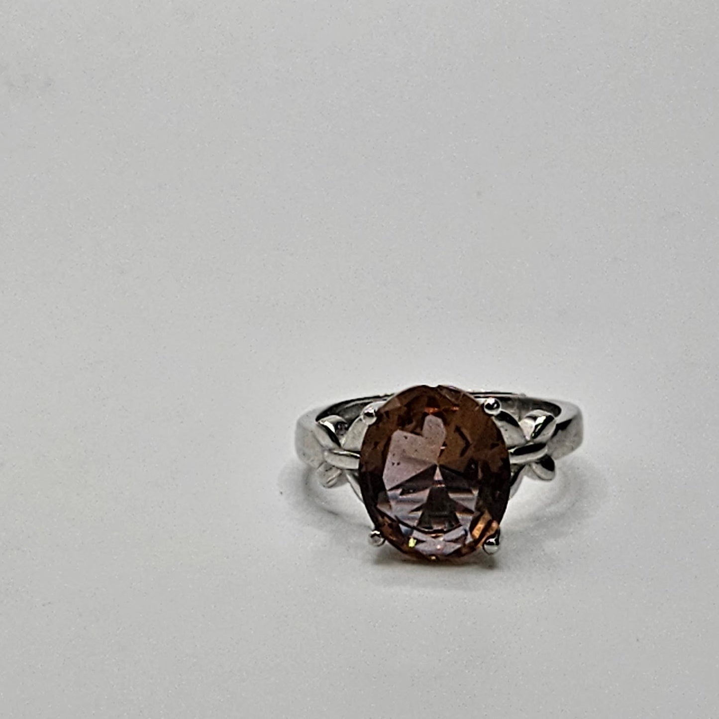 Sterling Silver Adjustable Color Change Gemstone Oval Ring.