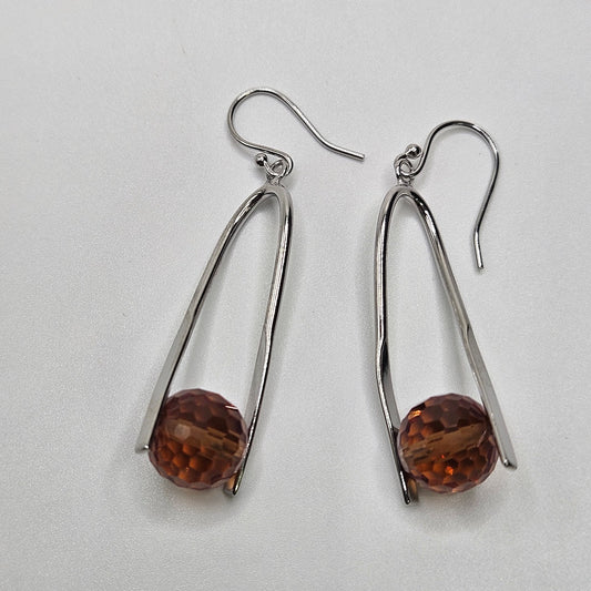 Sterling Silver Color Change Gemstone Long Twist Earrings.