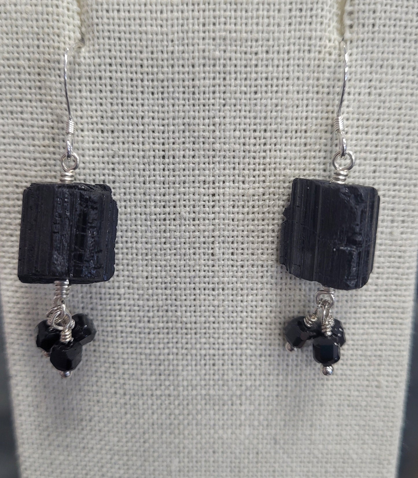 Handmade Sterling Silver Dangle Tourmaline Earrings.