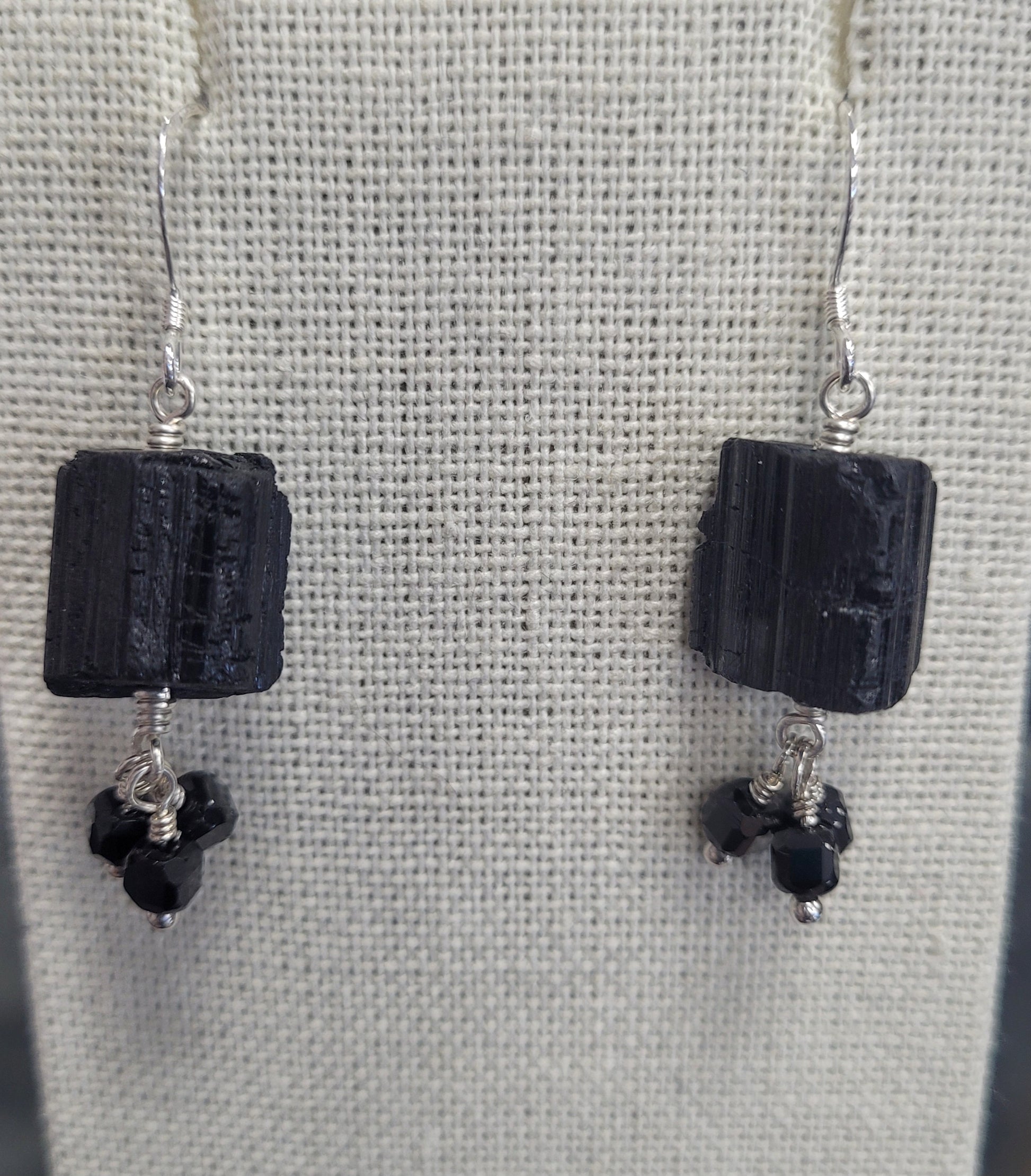 Handmade Sterling Silver Dangle Tourmaline Earrings.