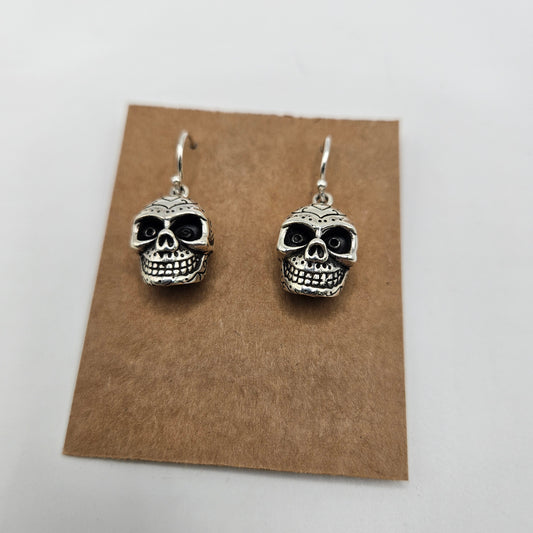 Sterling Silver Day of Dead Skull Earrings.