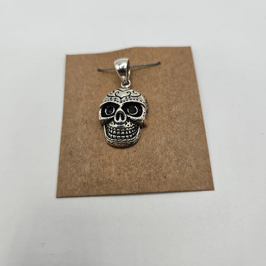 Sterling Silver Day of Dead Skull Pendant.