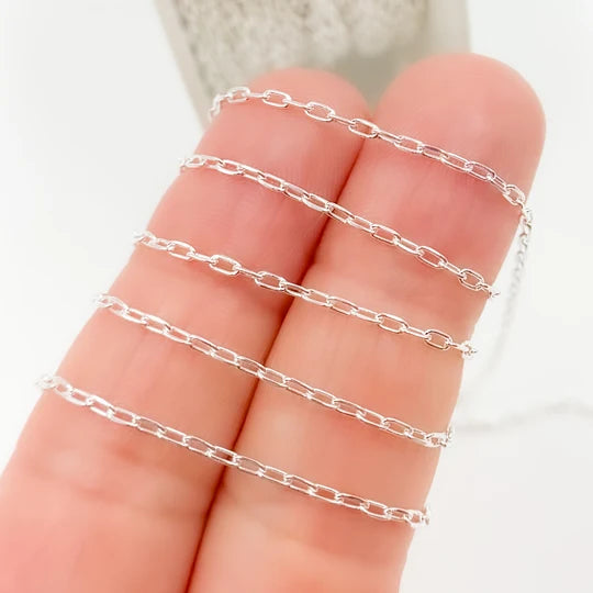 Sterling Silver Diamond Cut Paper Clip Chain By The Foot.