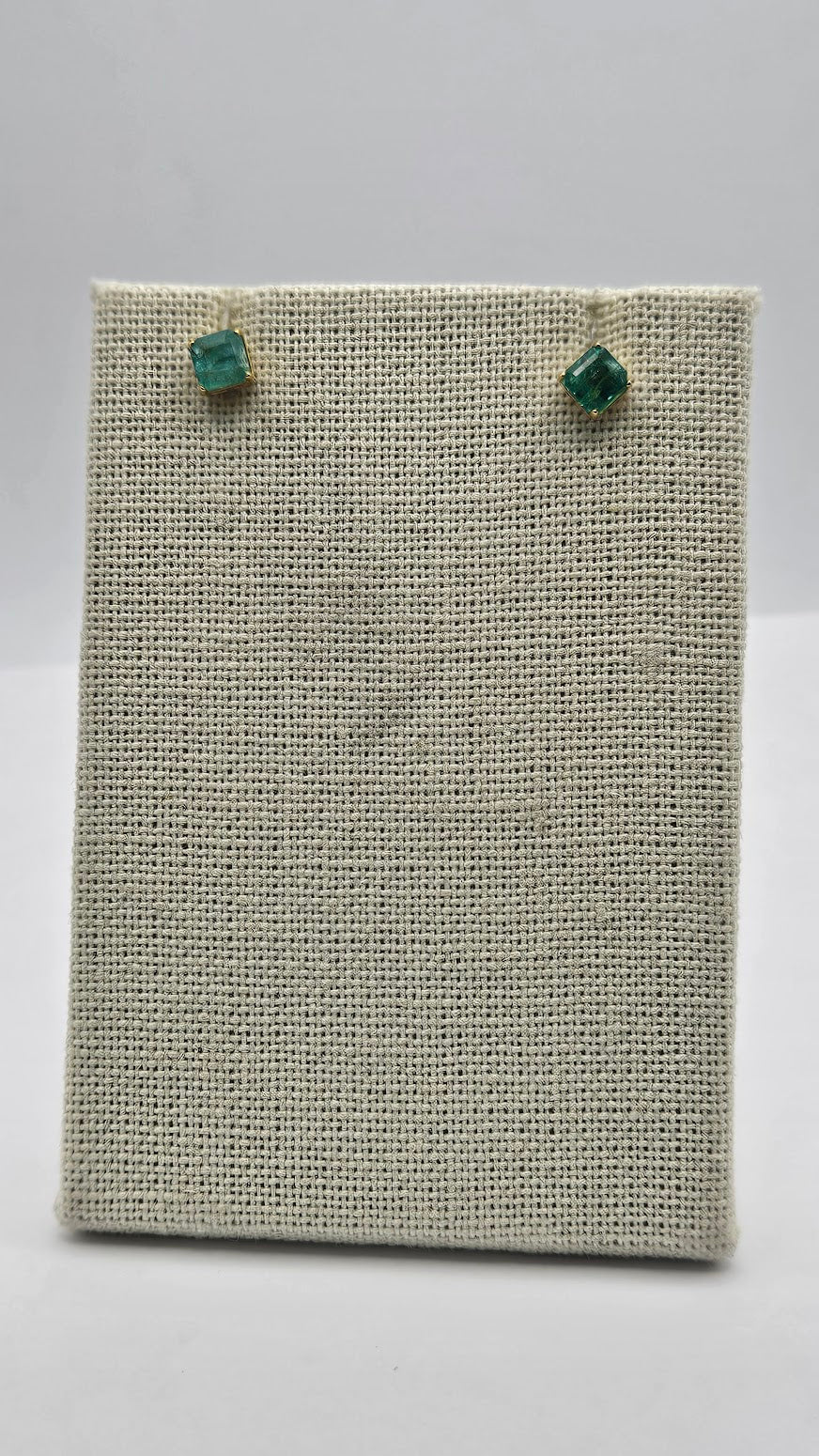 Sterling Silver Emerald Square Studs.