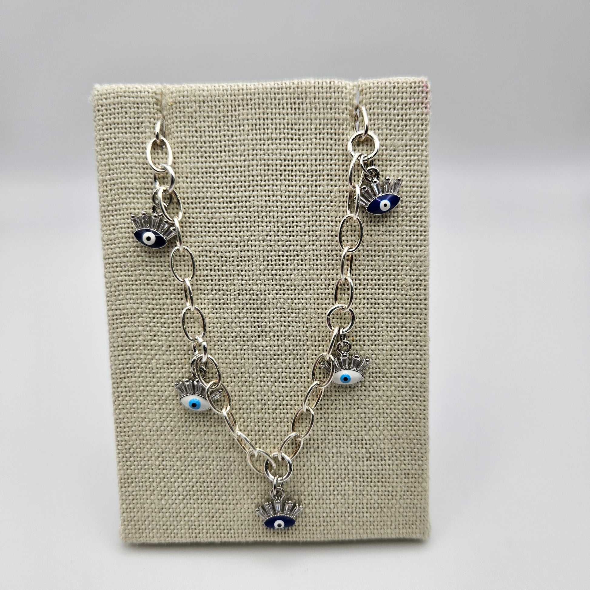 Sterling Silver Evil Eye Charm Bracelet.