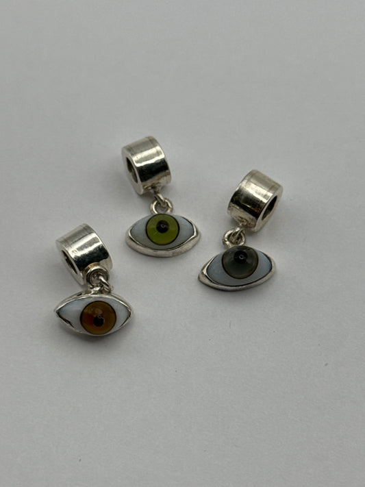 Sterling Silver Evil Eye Realistic Eye Evil Eye Ball Pendant Green/Grey/Brown.