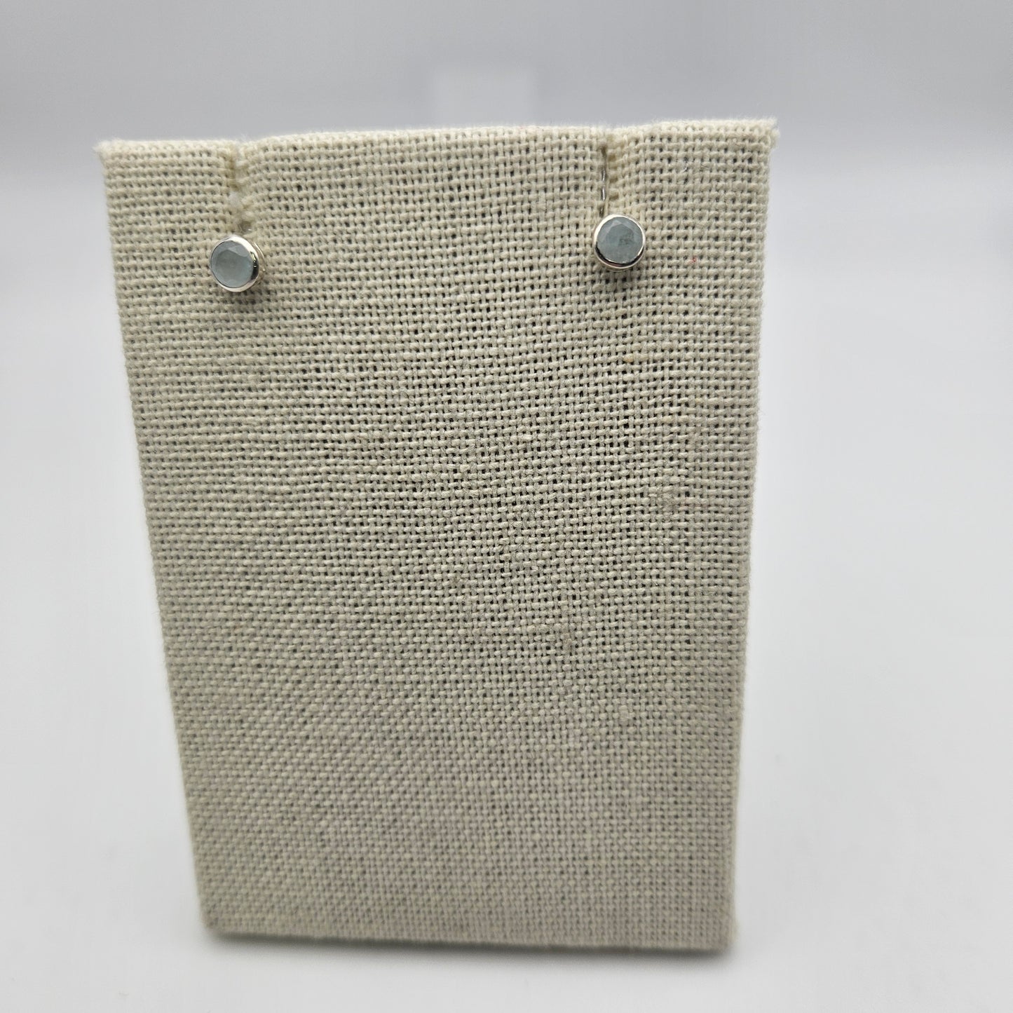 Sterling Silver Faceted Aquamarine Stud Earrings 4mm.