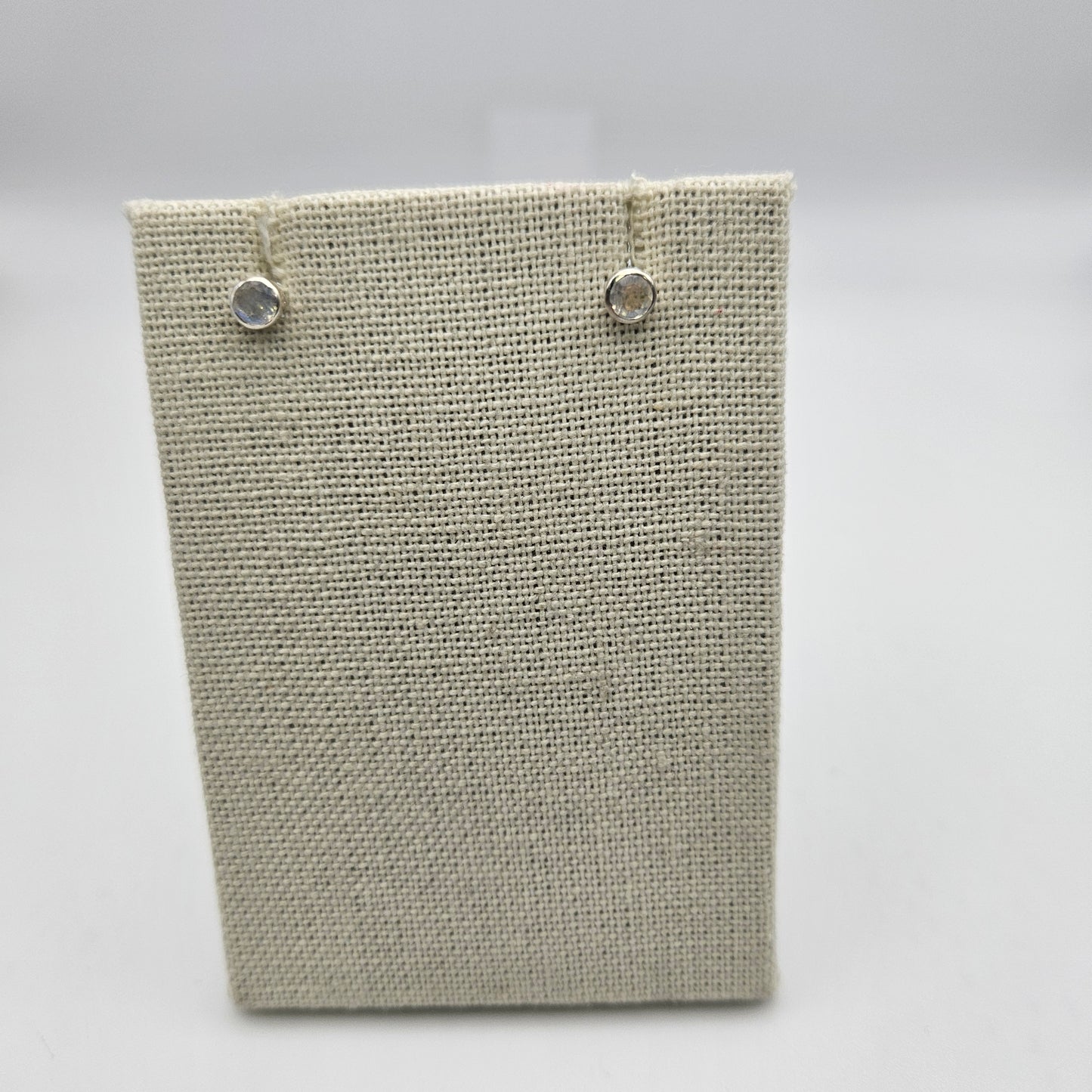 Sterling Silver Faceted Moonstone Stud Earrings 4mm.