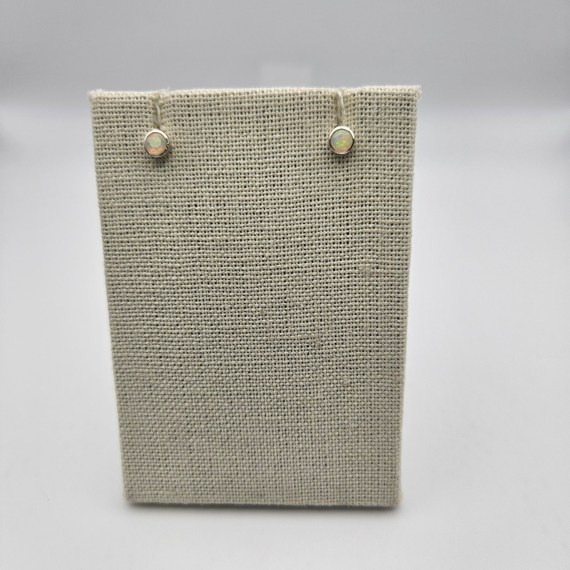 Sterling Silver Faceted Opal Stud Earrings 4mm.