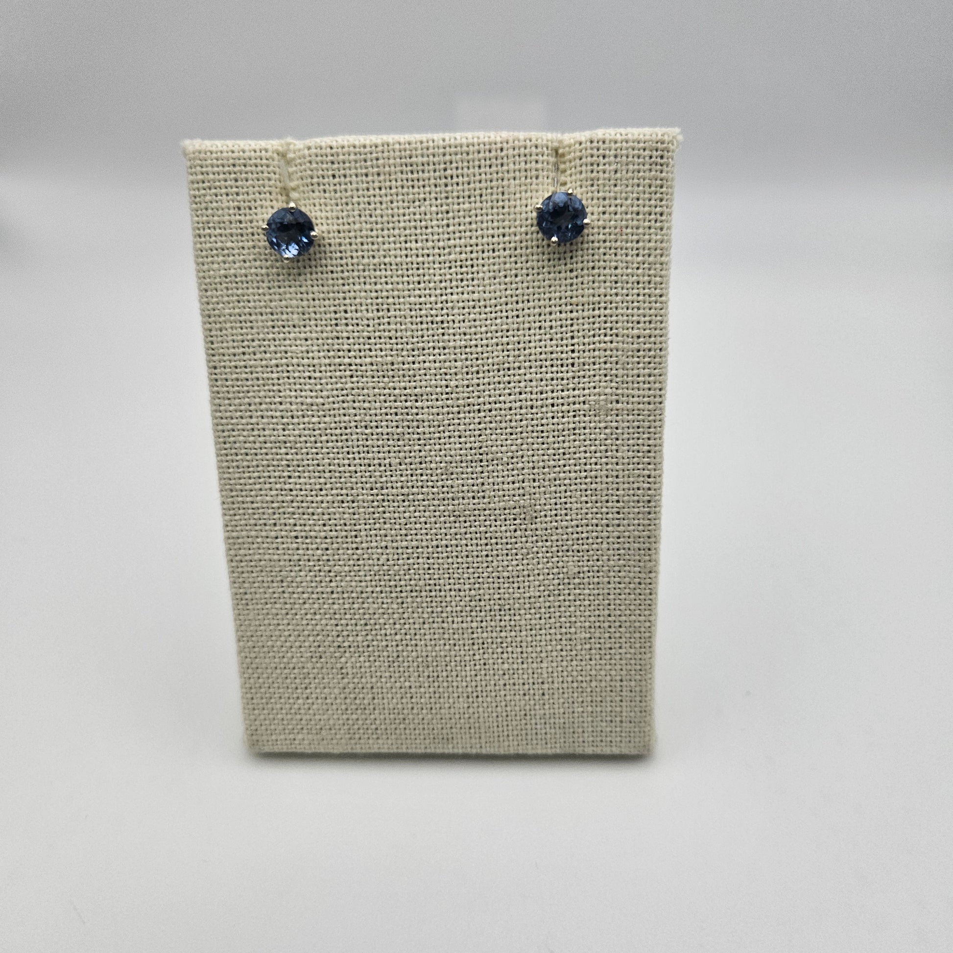 Sterling Silver Faceted Round Teal Fluorite Earrings 6mm.