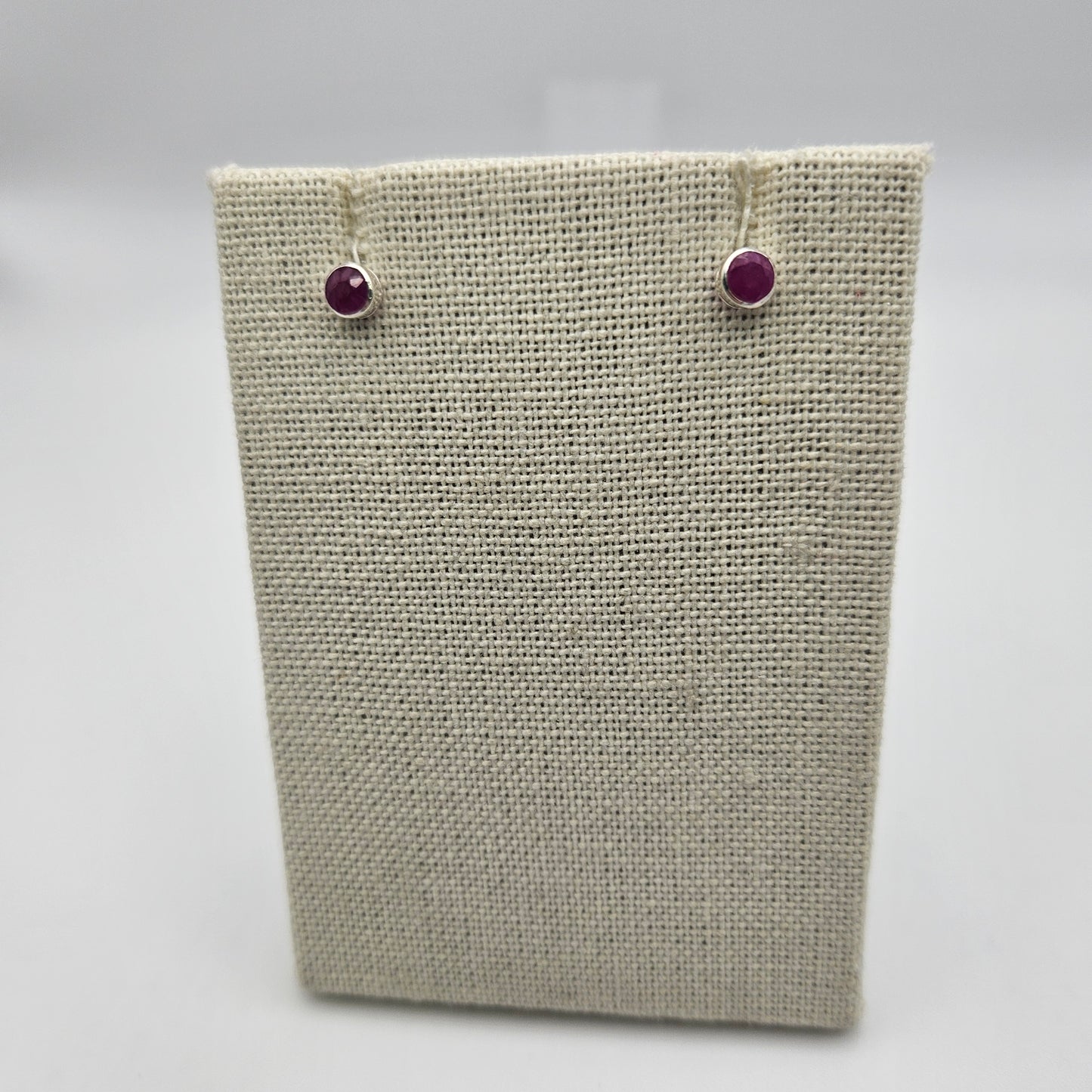 Sterling Silver Faceted Ruby Stud Earrings 4mm.