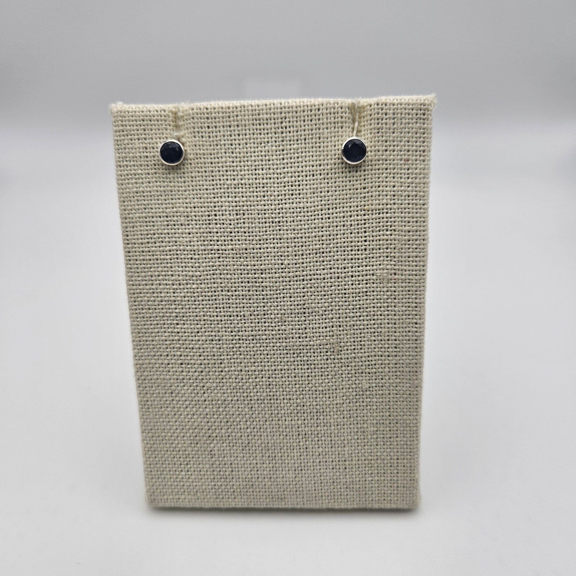 Sterling Silver Faceted Sapphire Stud Earrings 4mm.