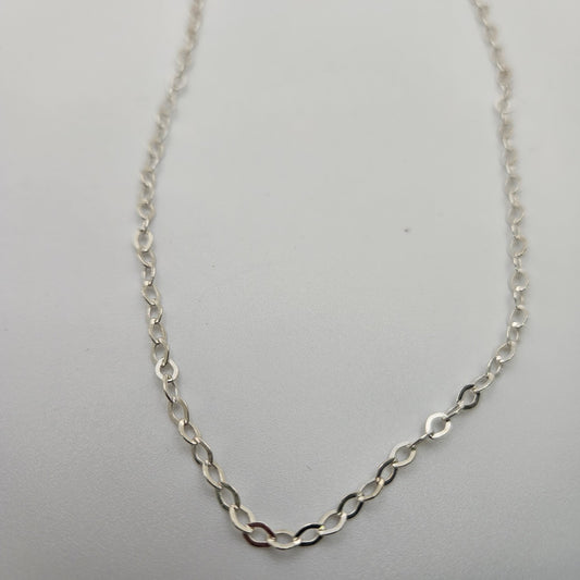 Sterling Silver Flat Oval Chain By The Foot.