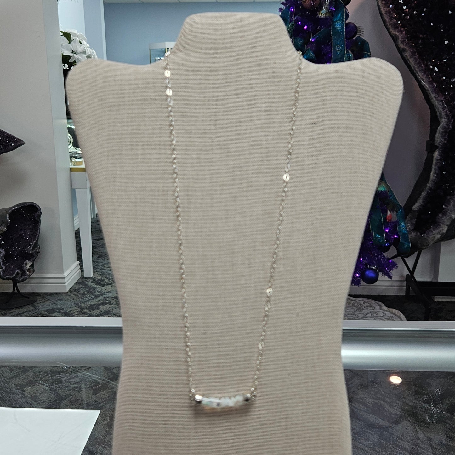 Sterling Silver Floating Opal Necklace.