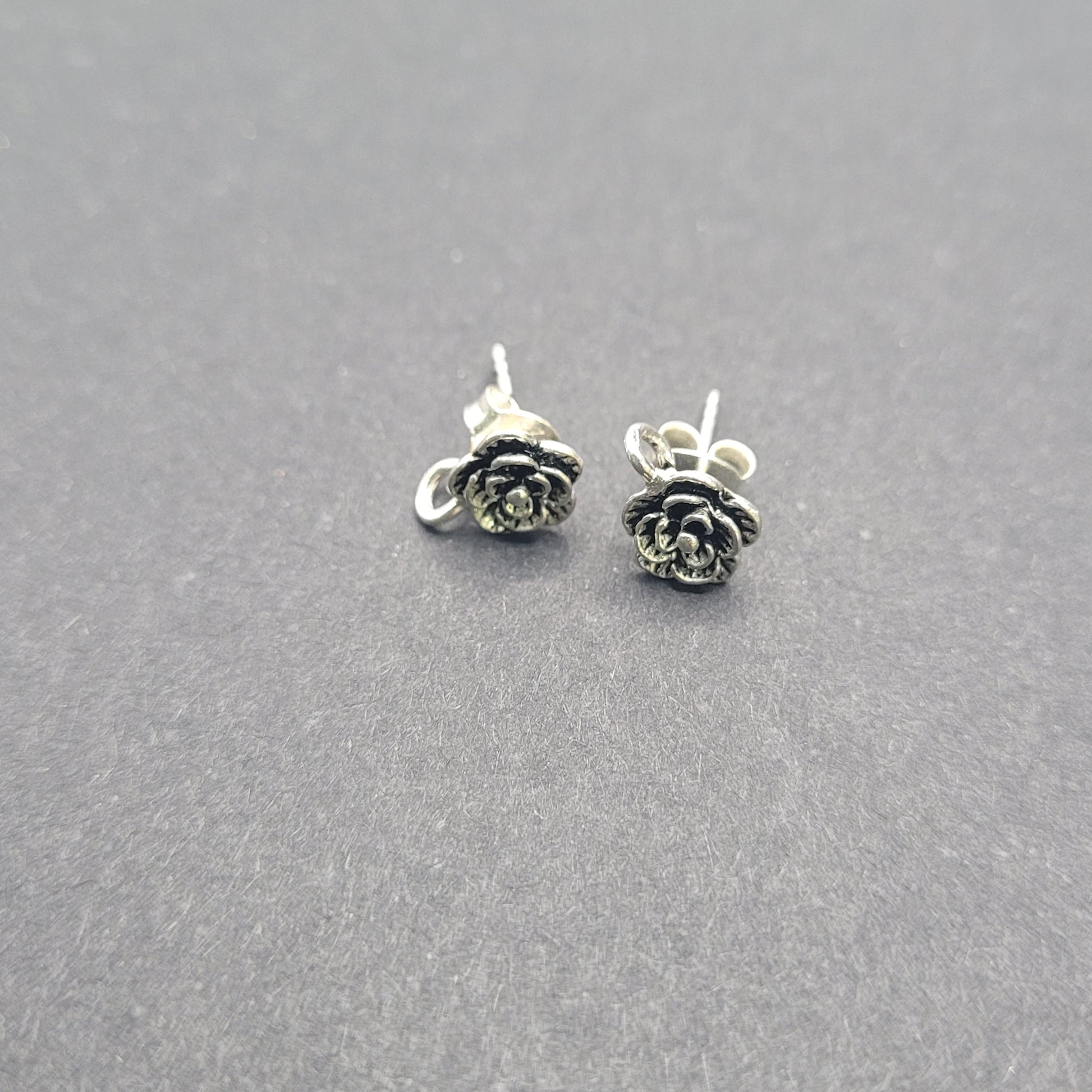 Sterling Silver Flower Post Earrings.