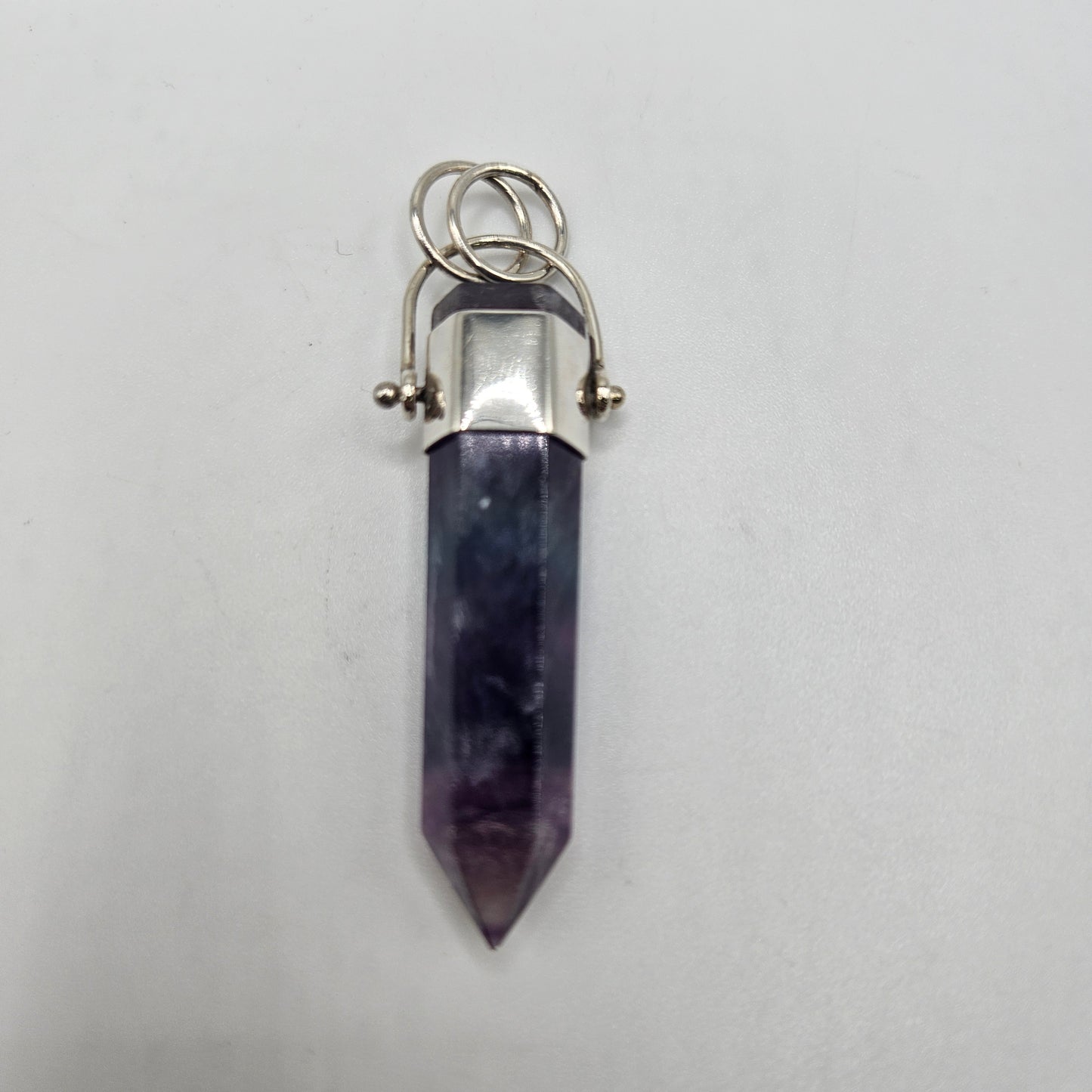 Sterling Silver Fluorite 2 Ring Bail Pendant.