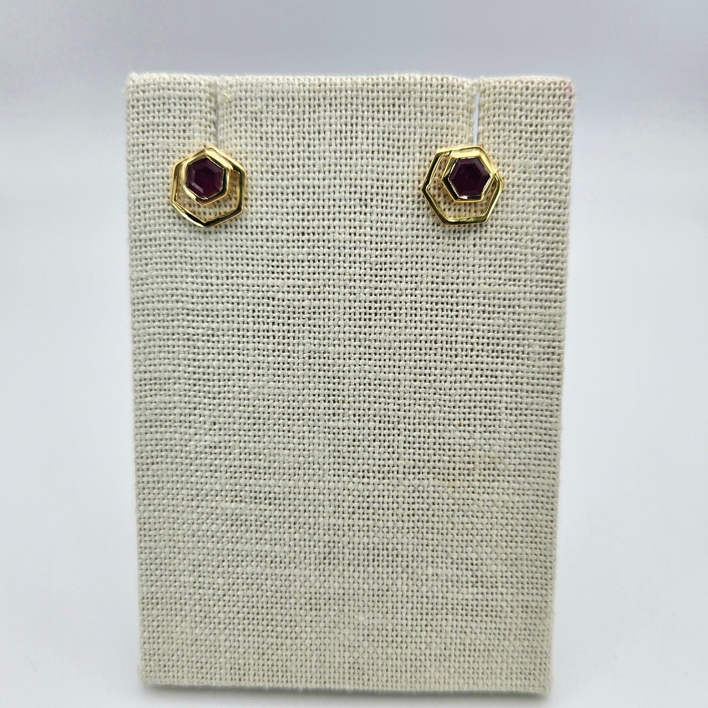 Sterling Silver Freeform Ruby Stud Earrings.