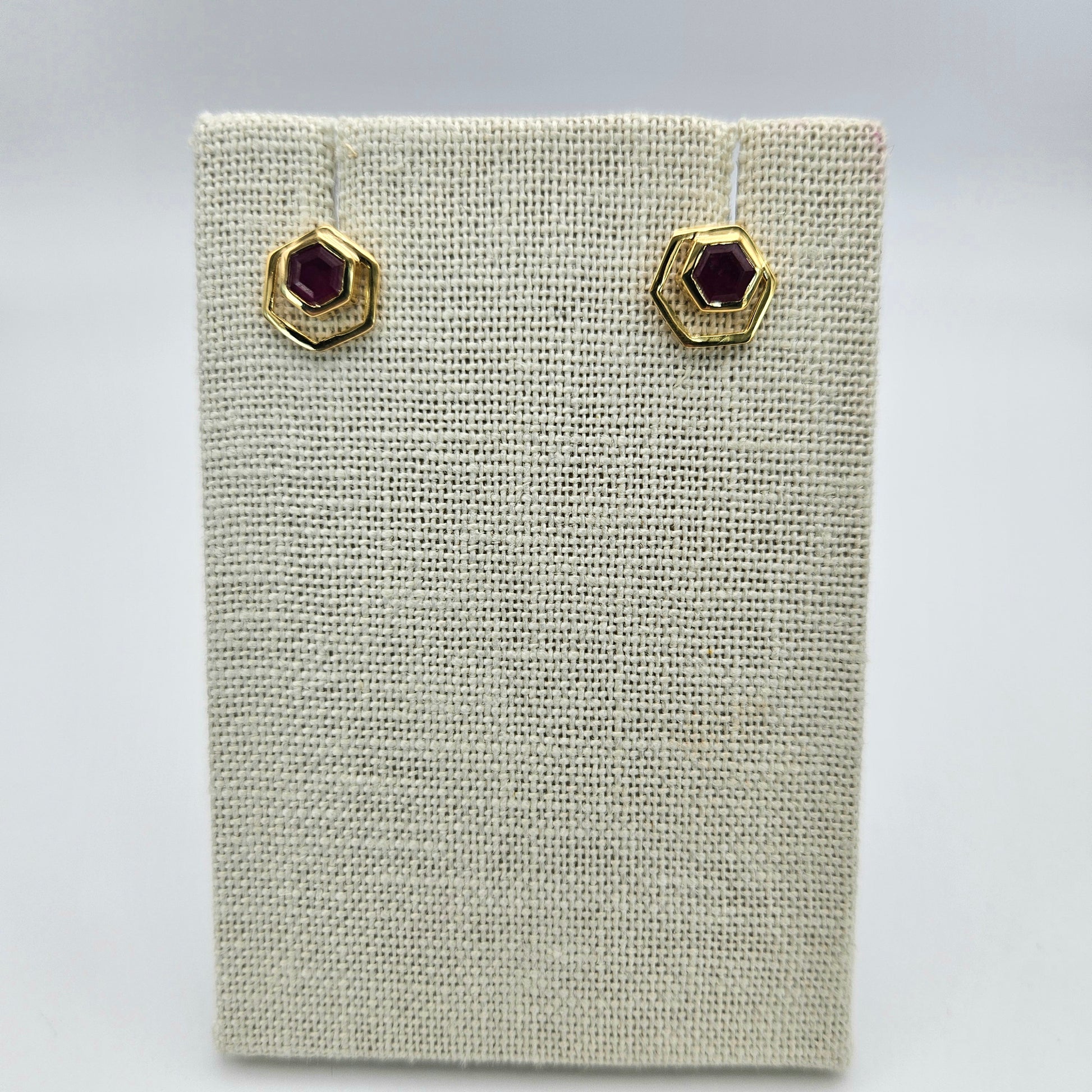 Sterling Silver Freeform Ruby Stud Earrings.