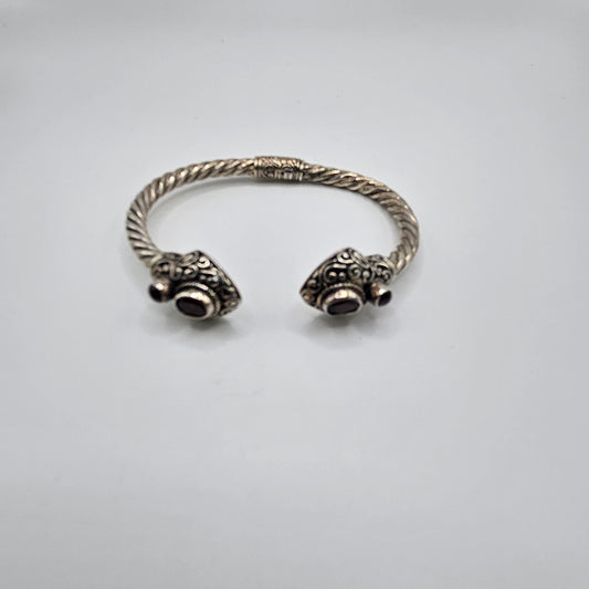 Sterling Silver Garnet Cuff Bracelet.