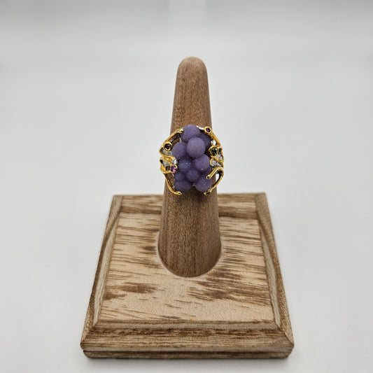 Sterling Silver Grape Agate Peridot Rhodolite Rhodium and Rose Gold Plated Ring Size 6.
