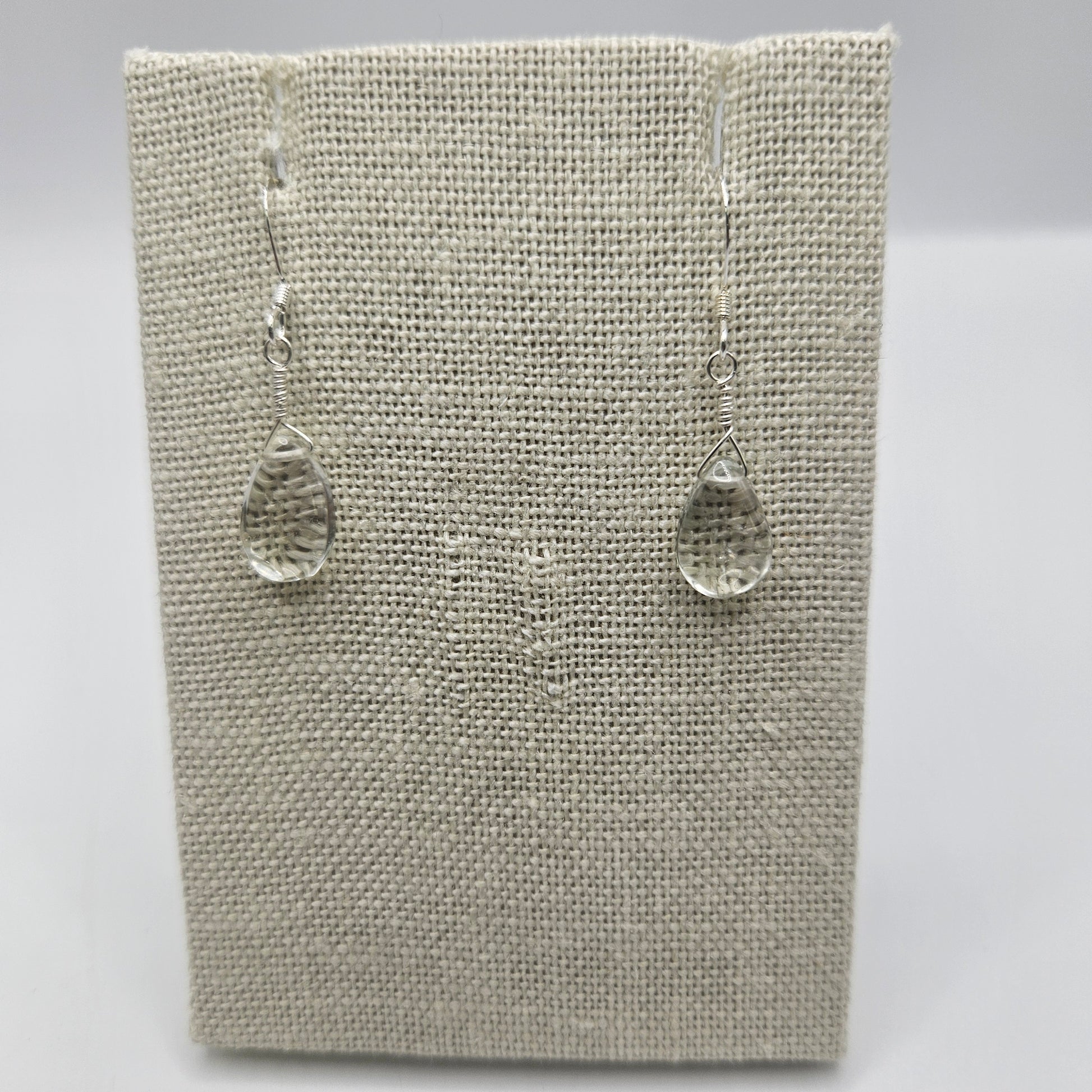 Sterling Silver Green Amethyst Moonstone Drop Earrings.
