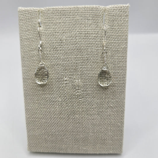Sterling Silver Green Amethyst Moonstone Drop Earrings.