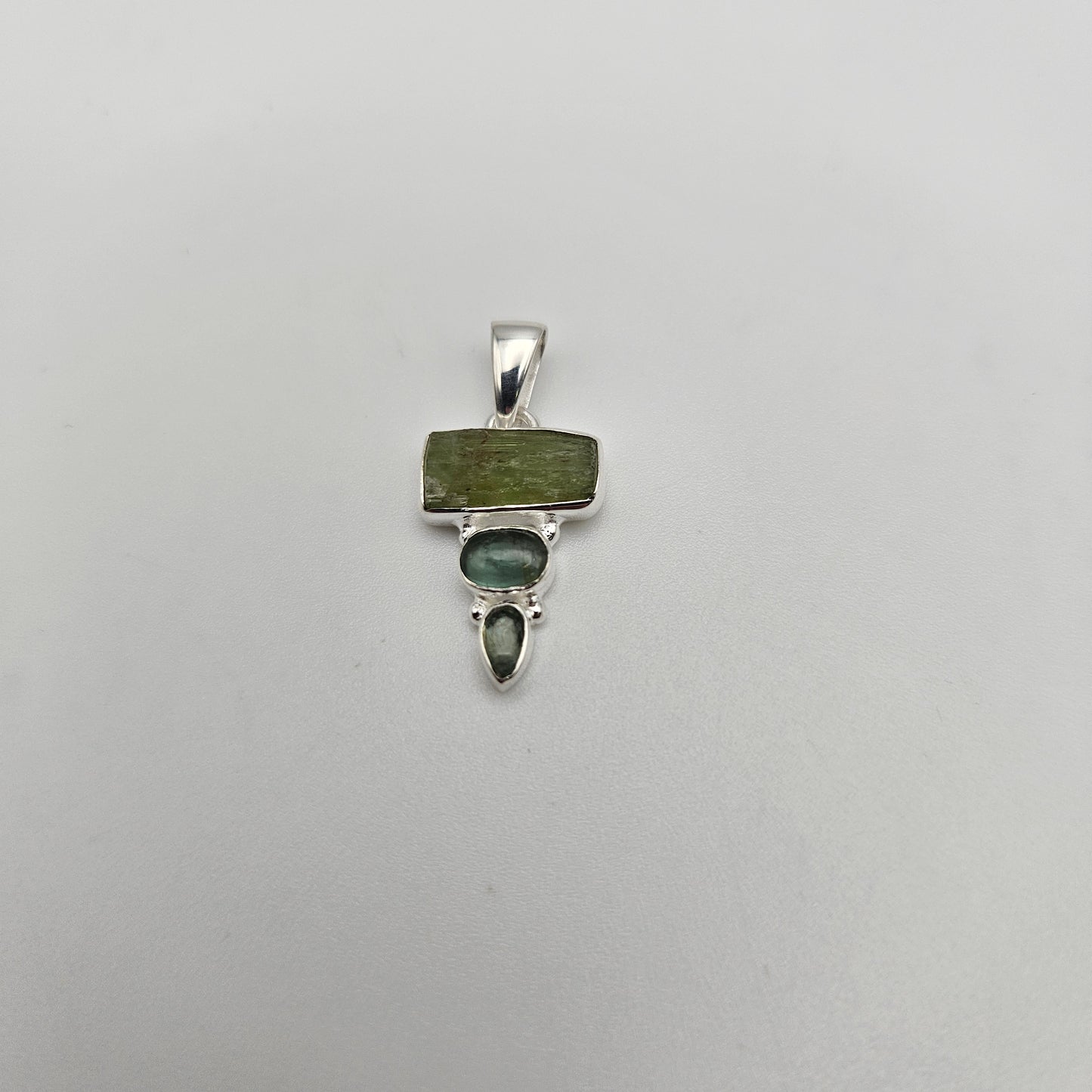 Sterling Silver Green Kyanite Combo Pendant.